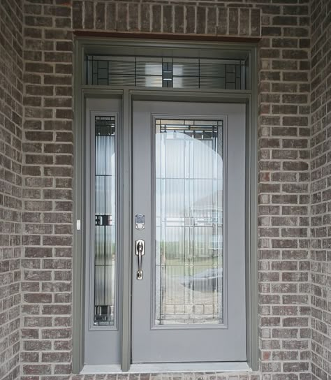 Paint: SW7019 Gauntlet Gray, Including Trim Around Glass, Black Camming Metal Front Door Ideas, Full Glass Front Door, Full Glass Door, Craftsman Doors, Gauntlet Gray, Traditional Front Doors, Metal Front Door, Metal Doors Design, Exterior Doors With Glass