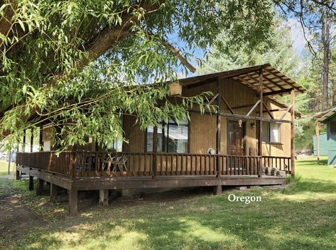 Circa 1925 Oregon Cabin For Sale Under $55K - Old Houses Under $100K Oregon Cabin, Forest Grove Oregon, Beadboard Wainscoting, Old Cabins, South Carolina Homes, Forest Grove, Cabins For Sale, Wrap Around Porch, Clawfoot Tub