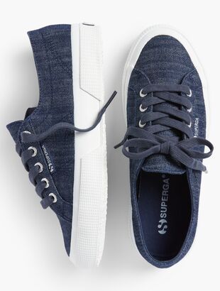 Superga(R) Sneakers - Denim Superga Sneakers, Superga Shoes, Denim Sneakers, Cute Sneakers, Shoes Blue, Classic Style Women, Knit Blazer, Sperry Sneaker, Leather Shoes Woman