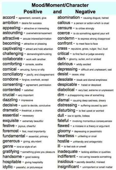 Positive and negative adjectives 3 Negative Adjectives, Good Adjectives, Positive Adjectives, Negative Words, Teaching English Grammar, Essay Writing Skills, Going To Sleep, English Vocab, Learn English Grammar