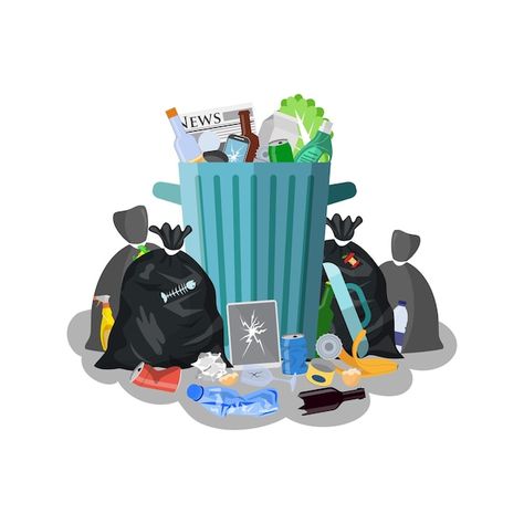 Garbage Recycling, Rotten Fruit, Garbage Bin, Waste Disposal, Trash Bins, Flat Style, Art Tutorials, Premium Vector, Baby Car Seats