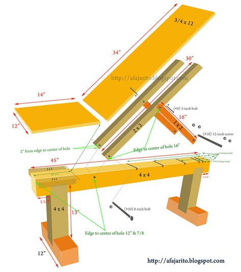 Diy Weight Bench, Diy Exercise Equipment, Homemade Gym Equipment, Home Gym Bench, Home Made Gym, Backyard Gym, Diy Gym Equipment, Weight Equipment, Bench Dimensions