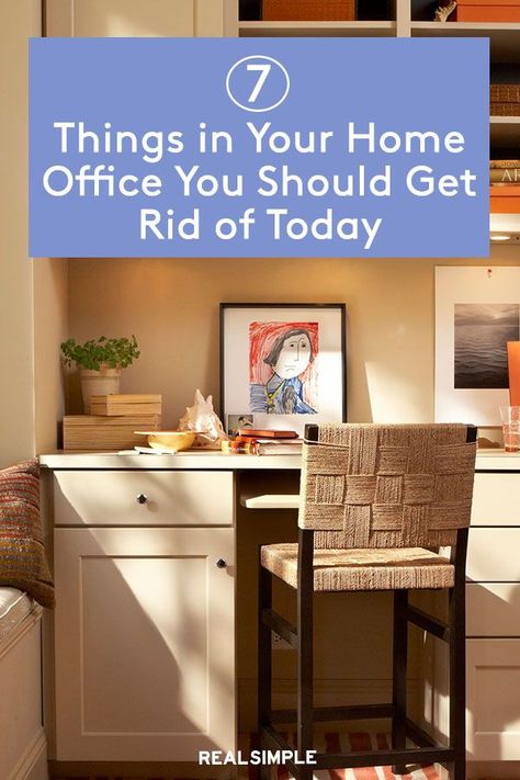 7 Things in Your Home Office You Should Get Rid of Today | Declutter your home office with these clever organization tips and decluttering solutions to transform your work from home space. Plus, these home office organization tips can help you declutter your garage or spare room. #declutter #organizationtips #realsimple #declutterideas #howtoclean #homeorganization Declutter Home Office, Decluttering Schedule, Declutter Office, Room Declutter, Office Decluttering, Organizing Inspiration, Work From Home Space, Clever Organization, Office Organization Tips