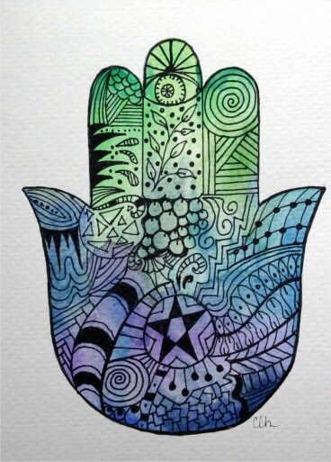 Nice Colors - Hamsa Hand Hamsa Art, Fatima Hand, Art Noir, Watercolor Card, Art Carte, Scrapbooking Photo, Jewish Art, Hand Of Fatima, Art Card