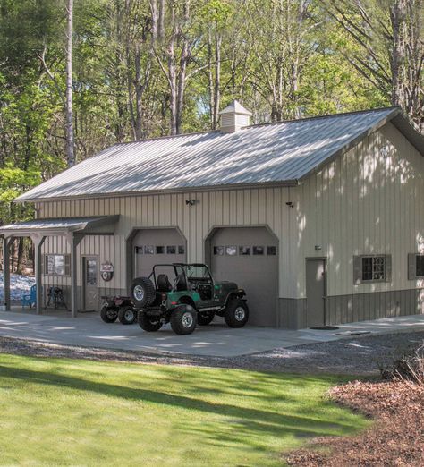 30x50 Metal Building, Morton Shop Buildings, Steel Building Garages, Metal Shop Building 40x60 Interior, Out Buildings Ideas, Metal Building Garage Shops, Exterior Shop Colors Metal Buildings, Tan Metal Building, 60x30 Shop