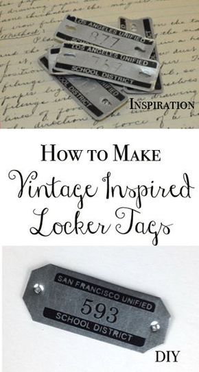 How to make vintage inspired locker tags.. out of roof flashing! Locker Baskets, Diy Locker, Locker Tags, Vintage Lockers, Roof Flashing, Metal Lockers, Faux Fireplace, Journal Vintage, Metal Plates