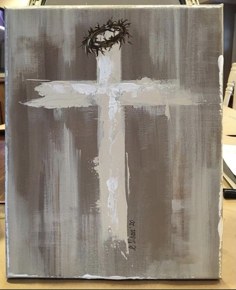 Cross Art Painting, Christian Canvas Paintings, Cross Painting, Abstract Painting Acrylic Modern, Easter Paintings, Bible Wall Art, Painting Canvases, Cross Art, Jesus Painting