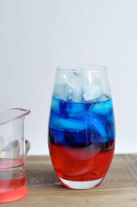 Red White Blue Cocktail, Red White Blue Drink, July Cocktails, Patriotic Drinks, Blue Curacao Liqueur, Mixology Drinks, 4th Of July Cocktails, Alcoholic Treats, Red Punch