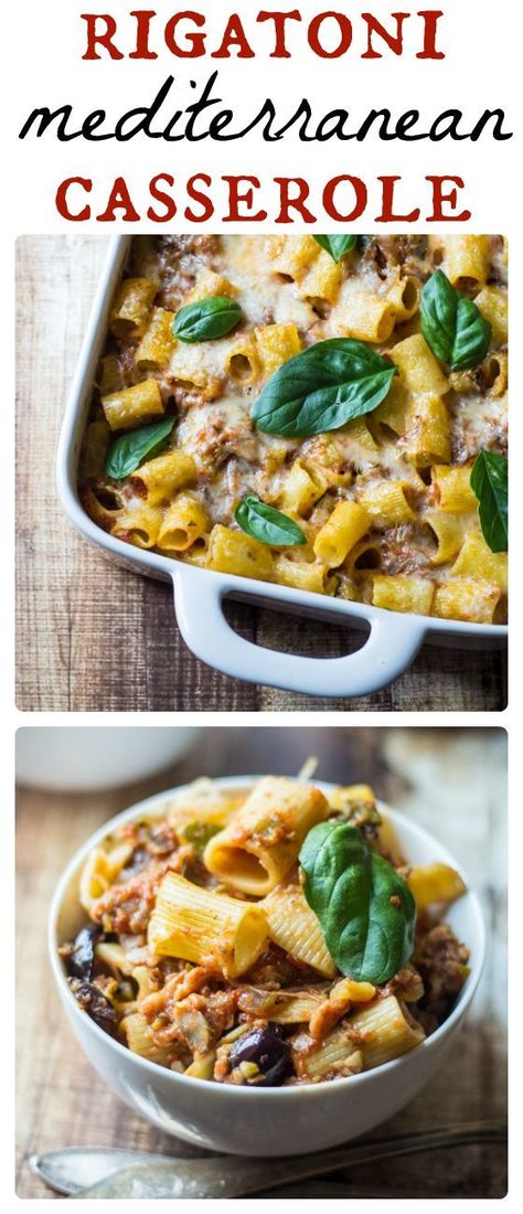 Rigatoni Casserole, Mediterranean Casserole, Pasta Vegetarian, Mediterranean Pasta, Vegetarian Meal, Italian Pasta, Mediterranean Diet Recipes, Easy Casserole, Spaghetti Squash