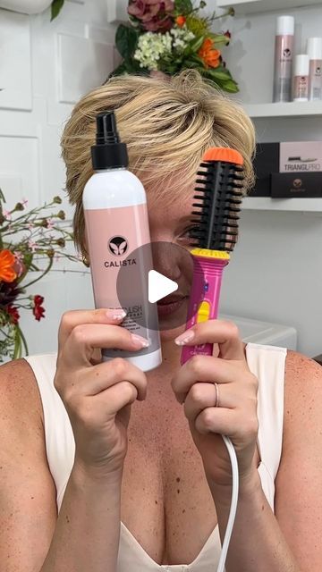 CALISTA on Instagram: "We love Jill's adorable pixie cut! She styles it with the new Mini GoGo Round Brush and the Embellish Flex Spray to get that sassy and sweet look!🥰😍  #pixiecut #pixiehaircut #hairtools #shorthairdontcare #hairtrends #blondepixie #blondehairgoals #calistatools #musthaveproduct #hairstylesforshorthair #hairtool #musthavehairtools" Calista Hair Tools, Blonde Hair Goals, Round Brush, Blonde Pixie, Pixie Haircut, Pixie Cut, Hair Tools, Her Style, Hair Trends