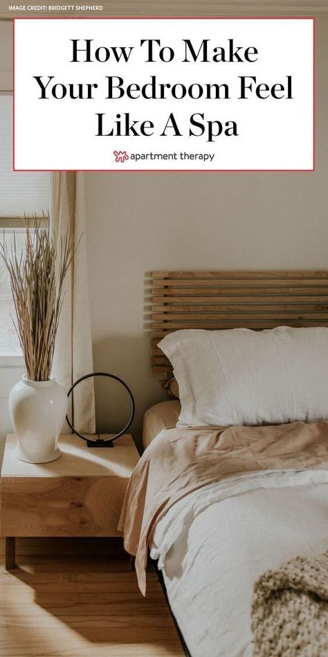 This DIY bedroom remodel looks straight out of a luxe spa. #spabedroom #bedroomideas #bedroominspiration #bedroomdiy Spa Inspired Bedroom, Spa Bedroom Ideas, Spa Like Bedroom, Cozy Bedroom Lighting, Spa Bedroom, Bedroom Furniture Layout, Zen Bedroom, Bed Design Modern, Bedroom Remodel