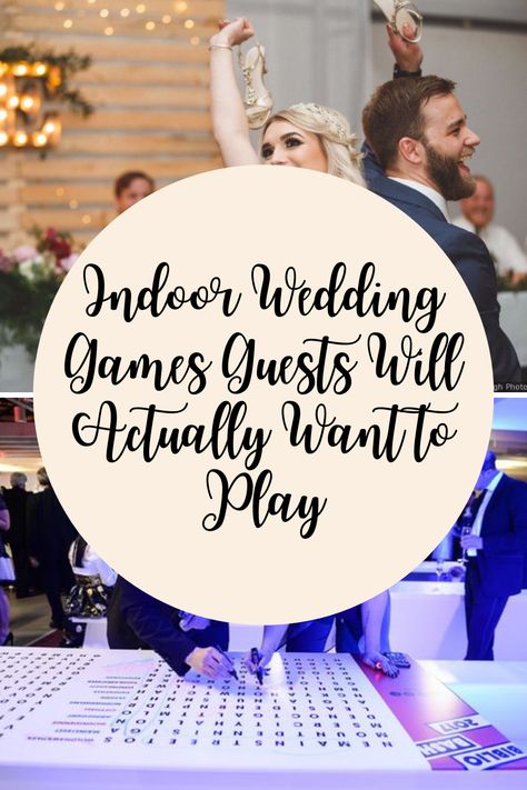 Indoor Wedding Games Guests Will Actually Want to Play - Fun Party Pop Wedding Set Up Reception Layout, Wedding Cocktail Hour Games Indoor, Cheap Wedding Activities, Funny Engagement Party Games, Dj Games For Wedding, Interactive Wedding Games, Center Piece Wedding Ideas, Wedding Reception Games For Guests Funny, Cocktail Hour Activities Wedding Indoor