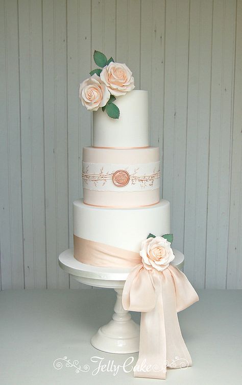 Perfectly Peach Wedding Cake | Another cake inspired by invi… | Flickr Peach Wedding Cake, Southern Wedding Cakes, Wedding Cake Peach, Unfrosted Cake, Colorful Wedding Cakes, Wedding Peach, Summer Wedding Cakes, Ideas Cupcakes, Cupcakes Wedding