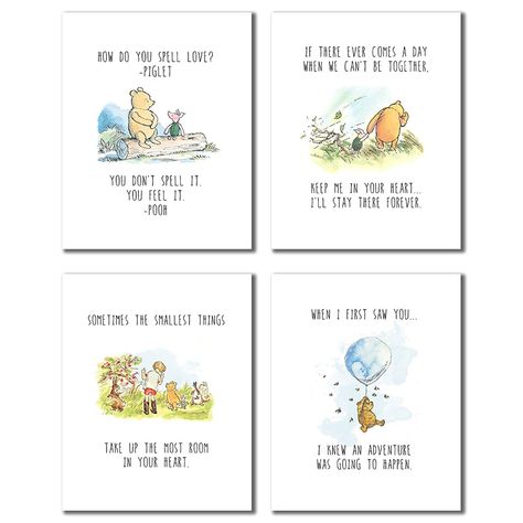 Nursery Winnie The Pooh, Baby Nursery Wall Decor, Winnie The Pooh Nursery, Classic Art Prints, Winnie The Pooh Quotes, Pooh Quotes, Design Seeds, Nursery Wall Decor, New Classic