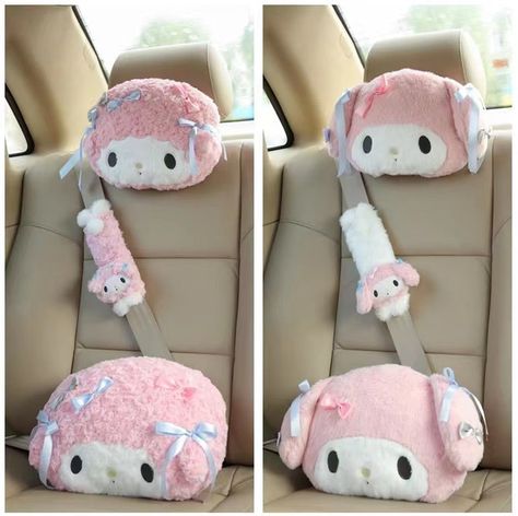 ♡ Material: Polyester Plush♡ Dimension: Headrest Pillow: 33 x 20 cm Backrest Pillow : 36 x 22 cm♡ Handling Time: 5 business days My Melody Car, Cute My Melody, My Sweet Piano, Hello Kitty Car, Girly Car Accessories, Pillow Blanket, Car Deco, Car Seat Headrest, Girly Car