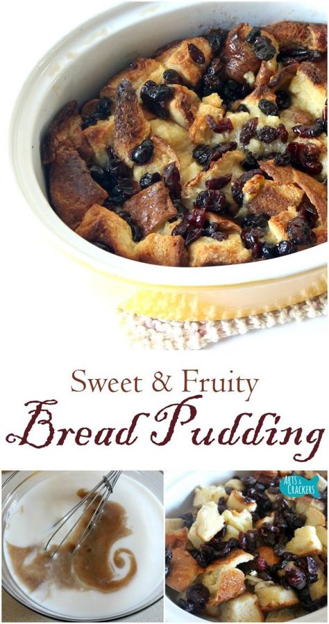 This bread pudding is made of sweet bread and tangy fruit--the perfect combination. This is a delightful dish for fall and winter months | Bread Pudding | Day Old Bread | Bread | Hawaiian Bread | Dried Fruit | Casserole | Dessert | Winter Recipes | Fall Recipes Fruit Bread Pudding, Fruit Casserole, Dessert Casserole, Quick Casserole Recipes, Bread Pudding Dessert, Hawaiian Bread, Pudding Dessert, Recipes Fall, Bread Pudding Recipe