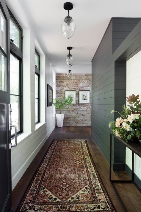 Farmhouse Hallway, Farmhouse Entry, Shiplap Accent Wall, Mercer Island, Hallway Designs, Hallway Design, Interior Renovation, Farmhouse Interior, Up House