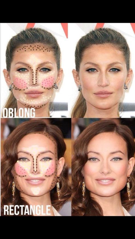 Contouring tricks and tips oblong and rectangle face shapes - www.allabouttheface.co.uk Long Face Contour, Rectangular Face Shape, Square Face Makeup, Rectangle Face Shape, Contour Tricks, Oblong Face Shape, Rectangle Face, Rectangular Face, Long Face Shapes