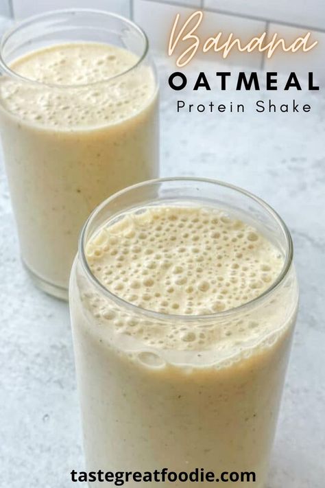 BANANA OATMEAL PROTEIN SHAKE Easy Breakfast Shakes, Low Sugar Protein Shakes, Oatmeal Protein Shake, Bariatric Protein Shakes, Breakfast Shakes Healthy, Oatmeal Shake, Easy Protein Shakes, Strawberry Protein Smoothie, Breakfast Shakes Protein