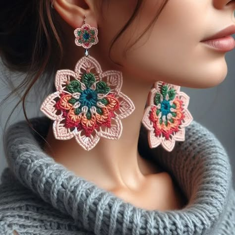 Ideas de aretes a crochet generados por IA Knitting Jewelry, Earring Crochet, Crochet Necklace Pattern, Quick Crochet Projects, Knit Jewelry, Crochet Jewelry Patterns, Crochet Earrings Pattern, Earrings Pattern, Crochet Jewellery