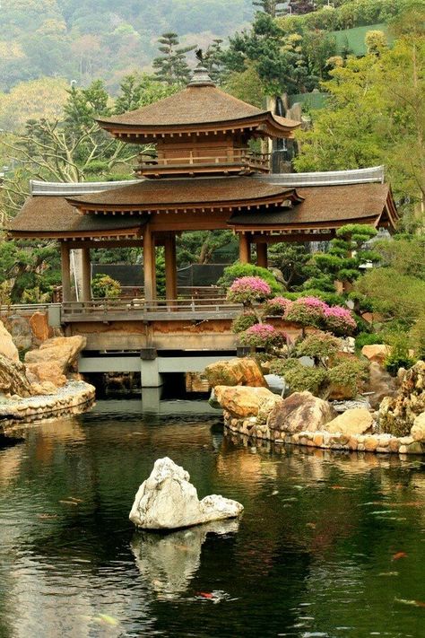 #Jardin #japonais Japanese Buildings, Japan Garden, Japanese Temple, Japanese Garden Design, Asian Architecture, Asian Garden, Luxury Garden, Chinese Architecture, Japanese Architecture