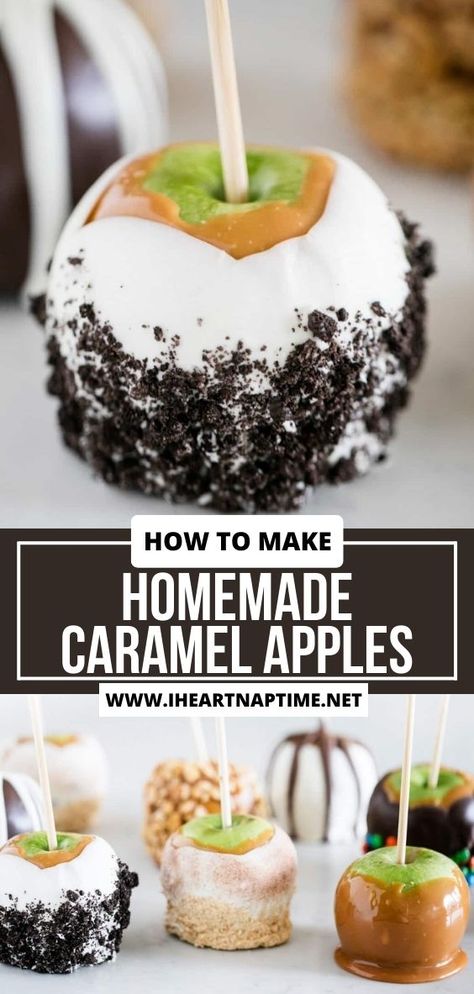 Learn how to make homemade caramel apples with these easy tips and tricks. These decorated treats taste amazing and are a must-make this fall! Caramel Apples Aesthetic, How To Make Caramel Apples, Diy Caramel Apples, Best Caramel Apple Recipe, Carmel Apple Recipe, Caramel Apple Recipe Easy, Make Caramel Apples, Homemade Caramel Apples, Cold Apple Cider