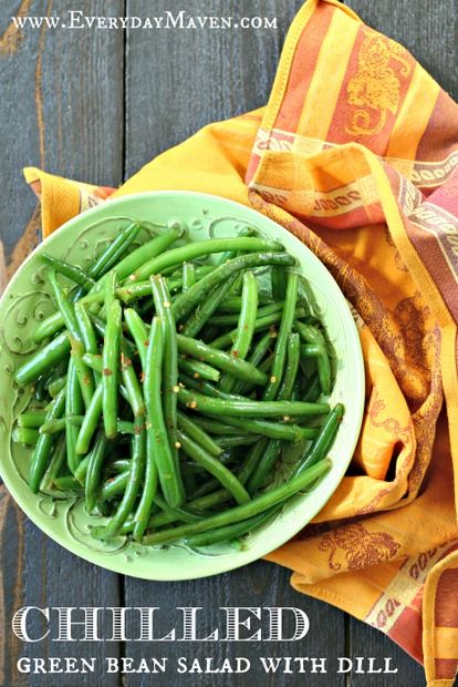 Chilled Green Bean Salad with Dill from www.EverydayMaven.com Mrc Recipes, Clean Eating Side Dishes, Salad With Dill, Vegetarian Side Dish, Whole30 Vegan, Green Bean Salad, Green Salads, Paleo Side Dishes, Recipes Vegetables