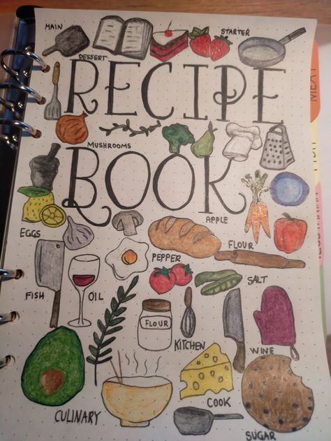 Homemade Recipe Books Diy, Recipe Book Front Cover Design, Cook Book Journal Ideas, Cook Book Cover Design Ideas, Recipe Book Aesthetic Cover, Cooking Journal Ideas, Diy Cookbook Cover, Recipes Journal Ideas, Cook Book Cover Design Aesthetic