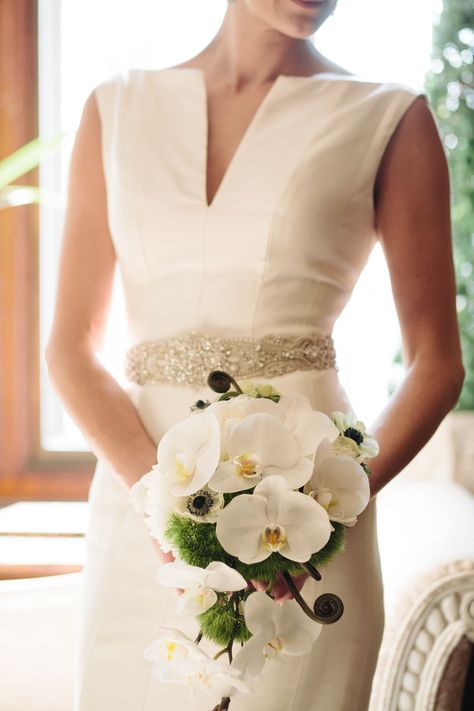 Skylands Manor, Bouquet With Greenery, White Orchid Bouquet, Orchid Bridal Bouquets, Orchid Bouquet Wedding, Barbados Wedding, Orchid Bouquet, White Weddings, Elegant Bouquet