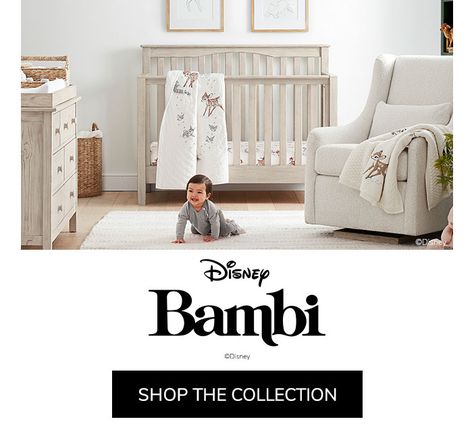 Disney Bambi Baby Girl Disney Nursery, Bambi Nursery Theme, Barn Nursery Theme, Bambi Bedroom, Disney Bambi Nursery, Bambi Nursery, Sustainable Nursery, Pottery Barn Nursery, Bambi Blanket