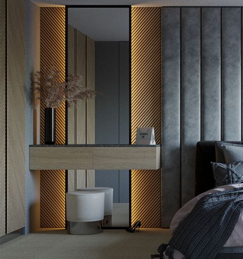 Design interior apartment on Behance Dressing Table Decor, Armani Casa, Dressing Table Design, Modern Luxury Bedroom, Modern Bedroom Interior, Luxury Bedroom Master, Bedroom Bed Design, Bedroom Furniture Design, Room Design Bedroom