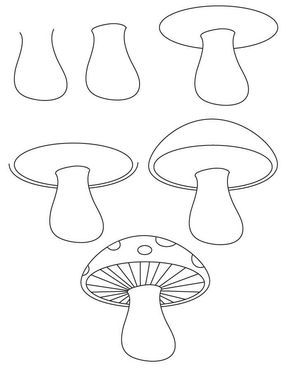 Draw A Mushroom, Trin For Trin Tegning, Easy Drawing Steps, Mushroom Drawing, Pencil Drawings Easy, Doodles Zentangles, Drawing Tutorial Easy, Step By Step Drawing, Doodle Drawings