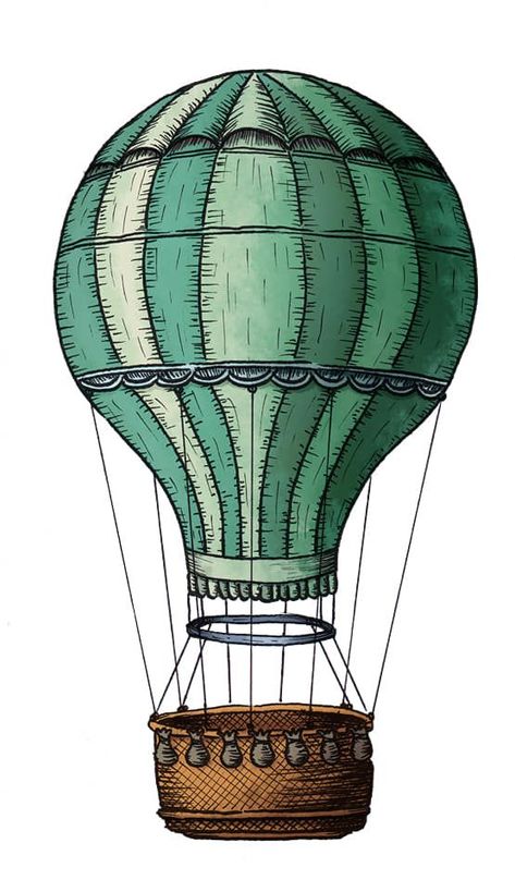 Inspired by illustrations of the 19th century. Hot Air Balloon Drawing, Hot Air Balloons Art, Hot Air Balloon Decorations, Balloon Illustration, Vintage Hot Air Balloon, Vintage Junk Journal, Balloon Art, Hot Air Balloon, Balloon Decorations