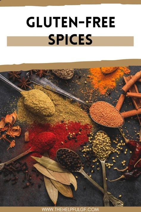 Confused about what spices are gluten free? Explore our comprehensive gluten free spices list featuring trusted brands and seasonings. With this gluten free guide, you can confidently create flavorful dishes without any gluten worries. | gluten free products | gluten free diet tips | celiac disease | gluten free lifestyle | gluten free food list| Spice List, Spices List, Essential Spices, Gluten Free Spices, Gluten Free Food List, Gluten Free Products, Gluten Free Gifts, Gluten Free Guide, List Of Spices