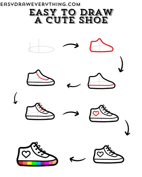 Cute shoe drawing Different Shoes Drawing, Simple Shoe Drawing, How To Draw Shoes Easy, How To Draw Nike Shoes, Eagle Drawing Easy, How To Draw Heels, Shoe Drawing, Drawings For Beginners, Sketchbook Diary