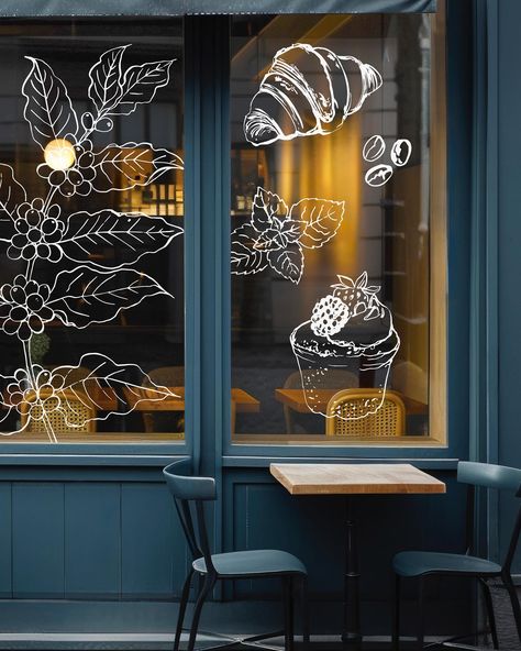 Bakery Window Art, Cafe Window Art, Coffee Shop Window Art, Restaurant Window Graphics, Shop Window Illustration, Cafe Illustration Art, Coffee Shop Window, Restaurant Illustration, Chocolate Jewelry