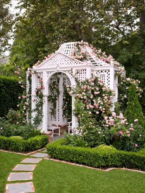 Garden Pergolas, Pagoda Garden, Rose Arbor, Garden Gazebo, The Secret Garden, Climbing Roses, Garden Structures, Garden Inspired, Garden Cottage