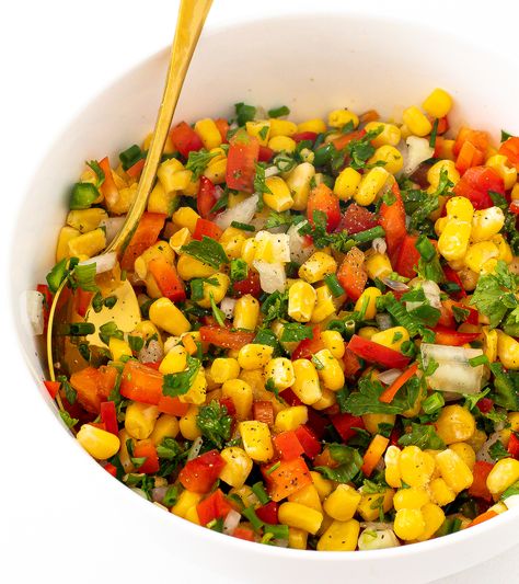 Corn Salsa Easy Corn Salsa, Cilantro Lime Brown Rice, Fresh Corn Salsa, Black Bean Corn Salsa, Chef Savvy, Corn Salsa Recipe, Caramelized Onion Dip, Easy Corn, Spicy Corn