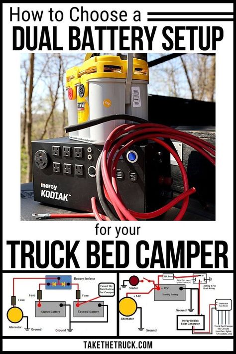 Dual Battery Wiring Diagram, Power Inverter Install Truck, Dual Battery Setup Truck, 4x4 Camping Setup, Truck Camping Setup, Car Battery Hacks, Dual Battery Setup, Solar Powered Fan, Battery Hacks