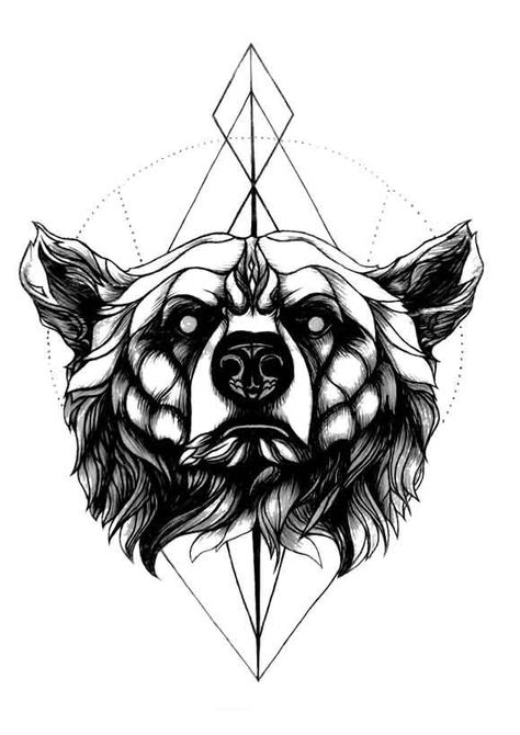 Beruang Grizzly, Geometric Bear Tattoo, Herren Hand Tattoos, Bear Tattoo Designs, Totem Tattoo, Petit Tattoo, Geometric Bear, Bear Tattoos, Original Tattoos