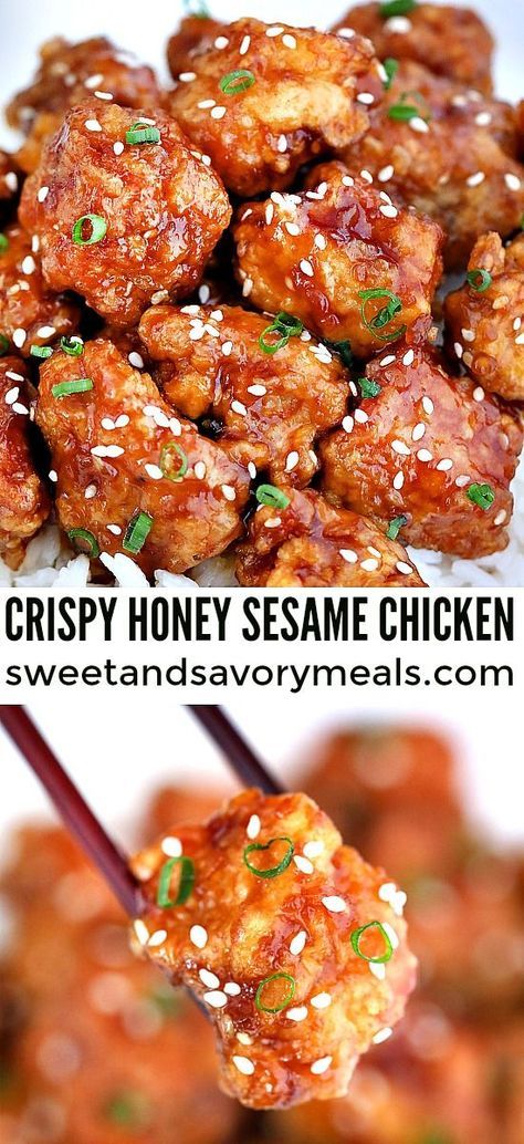 Recipes With Chicken Chunks, Simple Recipes For Dinner, Crispy Honey Chicken, Chicken Lickin, Asian Dinner, Chef Boyardee, Fast Meals, Honey Sesame Chicken, Sesame Chicken Recipe