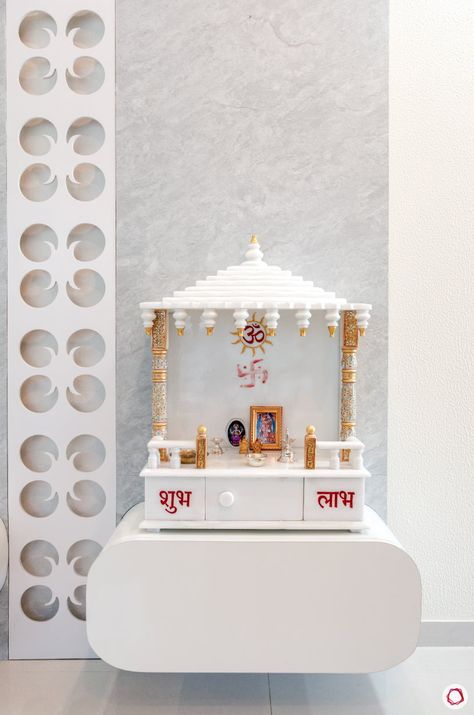 Mandir Designs Made of Marble for Your Heavenly Abode Pooja Room Designs, Marble Mandir, Mandir Designs, Carved Wooden Panels, Mandir Design, Light Blue Walls, House Lamp, Temple Design For Home, Pooja Mandir