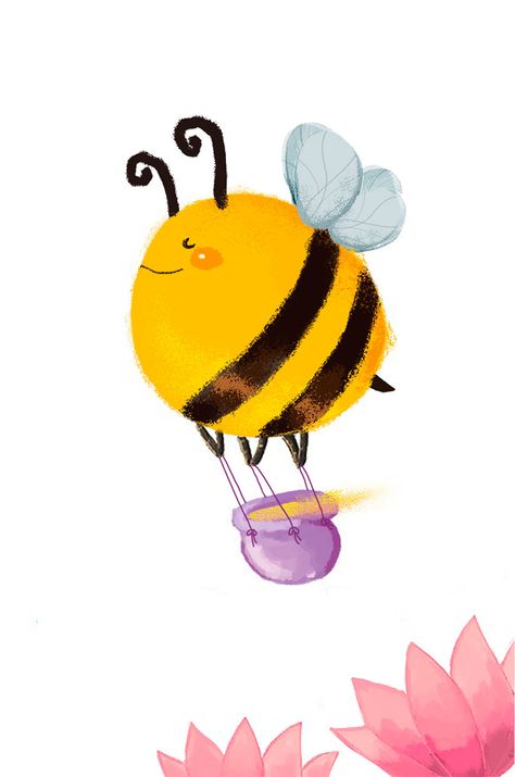 Bee Character, Honeybee Art, Bee Drawing, Poster Flower, Bee Painting, Bee Illustration, Bee Bee, Kids Illustration, Draw Art