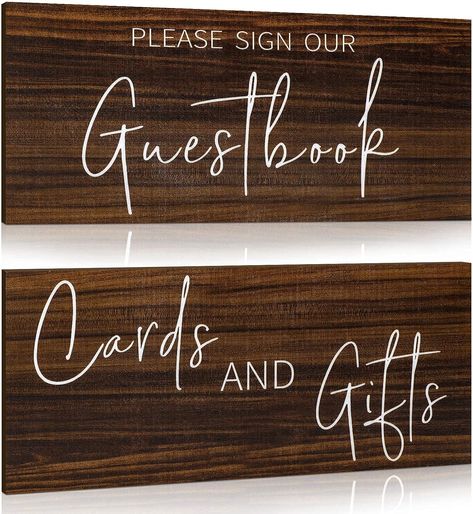 Jetec 2 Pieces Wooden Guest Book Sign Cards and Gifts Wedding Sign Rustic Farmhouse Hanging for Wedding Cabin Beach Rental House Home Decor (Brown) Wooden Guest Book Sign, Wedding Gift Table Decorations, Wedding Cabin, Gifts Wedding Sign, Hanging Wedding Decorations, Gift Table Wedding, Sign Fonts, Wooden Guest Book, Wedding Reception Signs