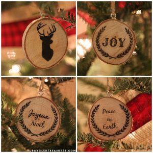 DIY Christmas: Tree Stump Ornaments Tree Stump Ornament, Wood Slice Christmas, Christmas Diy Wood, Deco Champetre, Rustic Christmas Ornaments, Diy Christmas Ornaments Easy, Deco Nature, Navidad Diy, Wood Slice Ornament