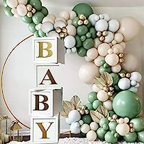 Baby Balloon Boxes, Shower Colors, Balloon Boxes, Sage Green Baby Shower, Baby Shower Box, Shower Box, Balloon Box, Green Baby Shower, Baby Balloon