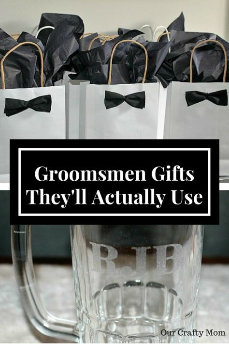 Wedding-Groomsmen Gifts They’ll Actually Use Our Crafty Mom Groomsmen Gift From Bride, Gifts For Groomsmen On Wedding Day, Good Groomsmen Gifts, Groomsmen Gifts Wedding Day, Groomsmen Proposal Box Ideas, Creative Groomsmen Gifts, Proposal Dinner, Diy Groomsmen Gifts, Married Ideas