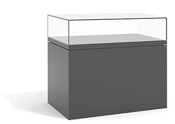 Display Case Design, Museum Glass Display, Glass Display Counter Retail, Clear Display Case, Museum Display Cases Exhibitions, Half Wall Ideas, Countertop Display Case, Museum Display Cases, Jewelry Store Interior