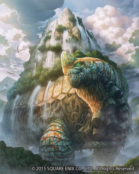 Reiki from Mobius Final Fantasy Mobius Final Fantasy, Giant Turtle, Reiki Art, Splash Art, Fantasy Beasts, Final Fantasy Art, 다크 판타지, Monster Concept Art, Creature Drawings