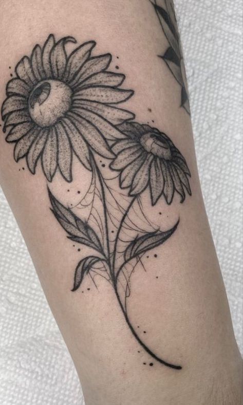 Eyeball Flower Tattoo, Momentum Tattoo, Eyeball Flower, Eyeball Tattoo, Daisy Tattoo, Spooky Tattoos, Detailed Tattoo, Tattoo Portfolio, Tattoo Style Drawings